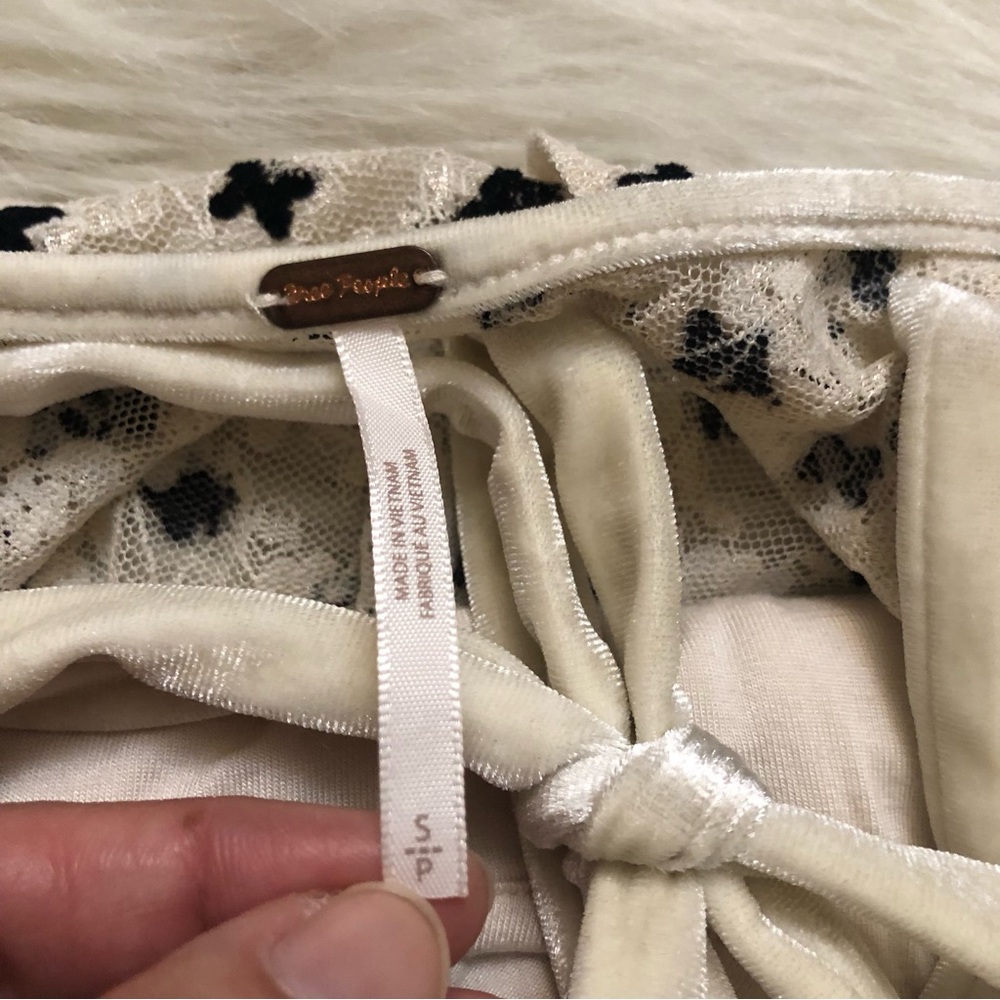 Free People Sheer Delight Polka Dots Bow Mesh Open Back Black Cream Mini size S - Picture 5 of 15